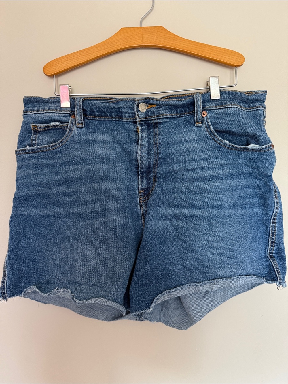 Signature by Levi Strauss Medium Blue Denim Cutoff Shorts